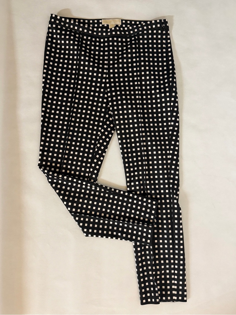 Michael Michael Kors Black White Geometric Print Pull-On Skinny Pants M